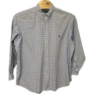 Ralph Lauren Shirt Mens 2XB Stretch Blue‎ Check Button Down Long Sleeve